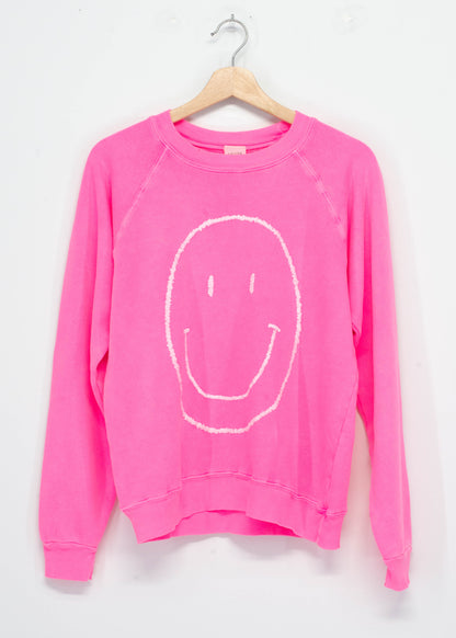 Neon Big Smiley Face Sweatshirt (3Colors) WITH PERSONALIZED HAND EMBROIDERY