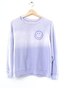 Ombre Snow Pastel Smiley Face Sweatshirt-Lavender-M/L