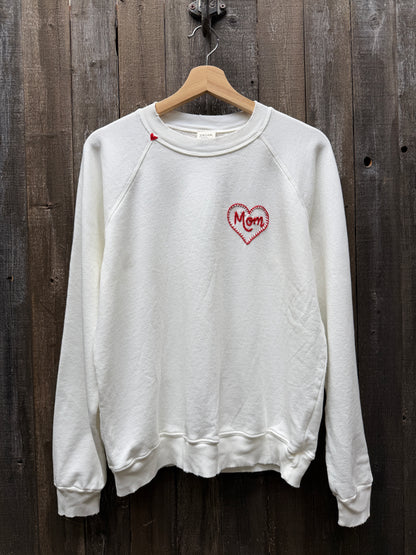 Heart for Mom Sweatshirt w/ Personalized Hand Embroidery (12 Colors)