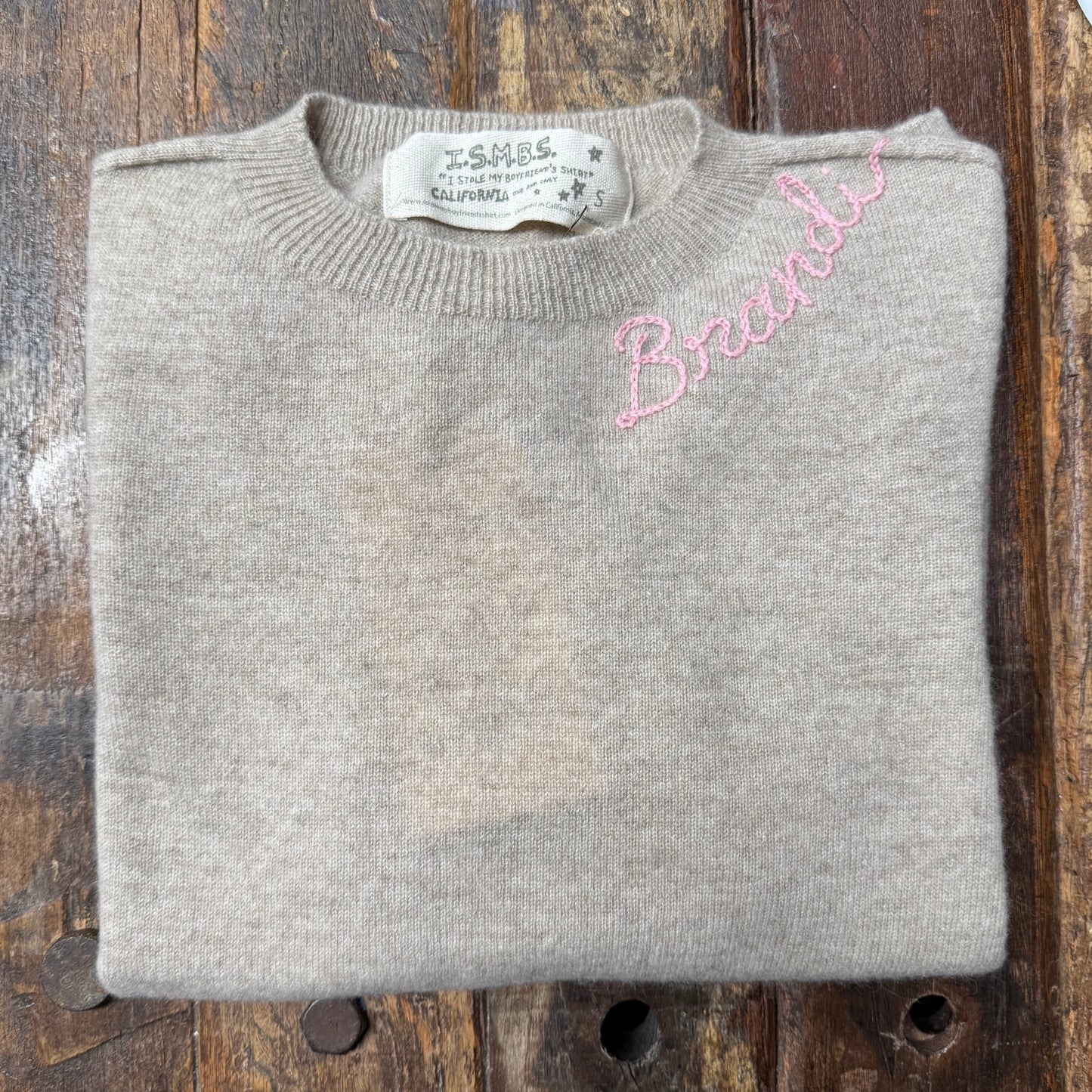 100% Cashmere Sweater - Customize Your Embroidery Wording(12 Colors)