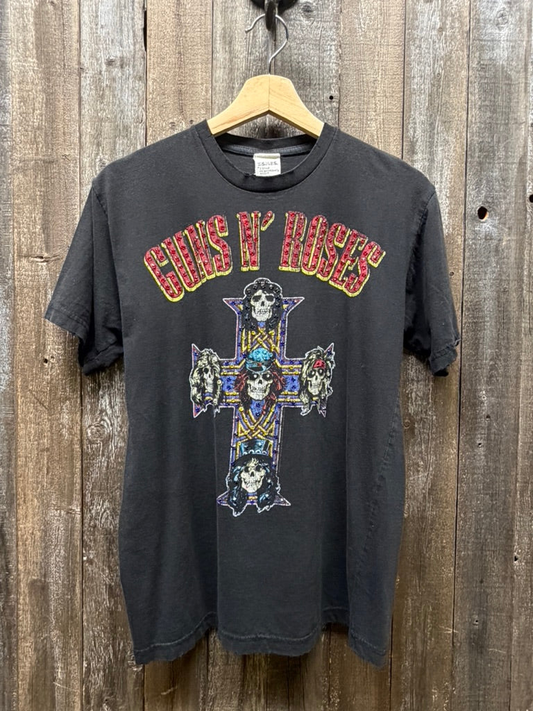 Vintage Gun's and Roses Tee with Rhinestones-S