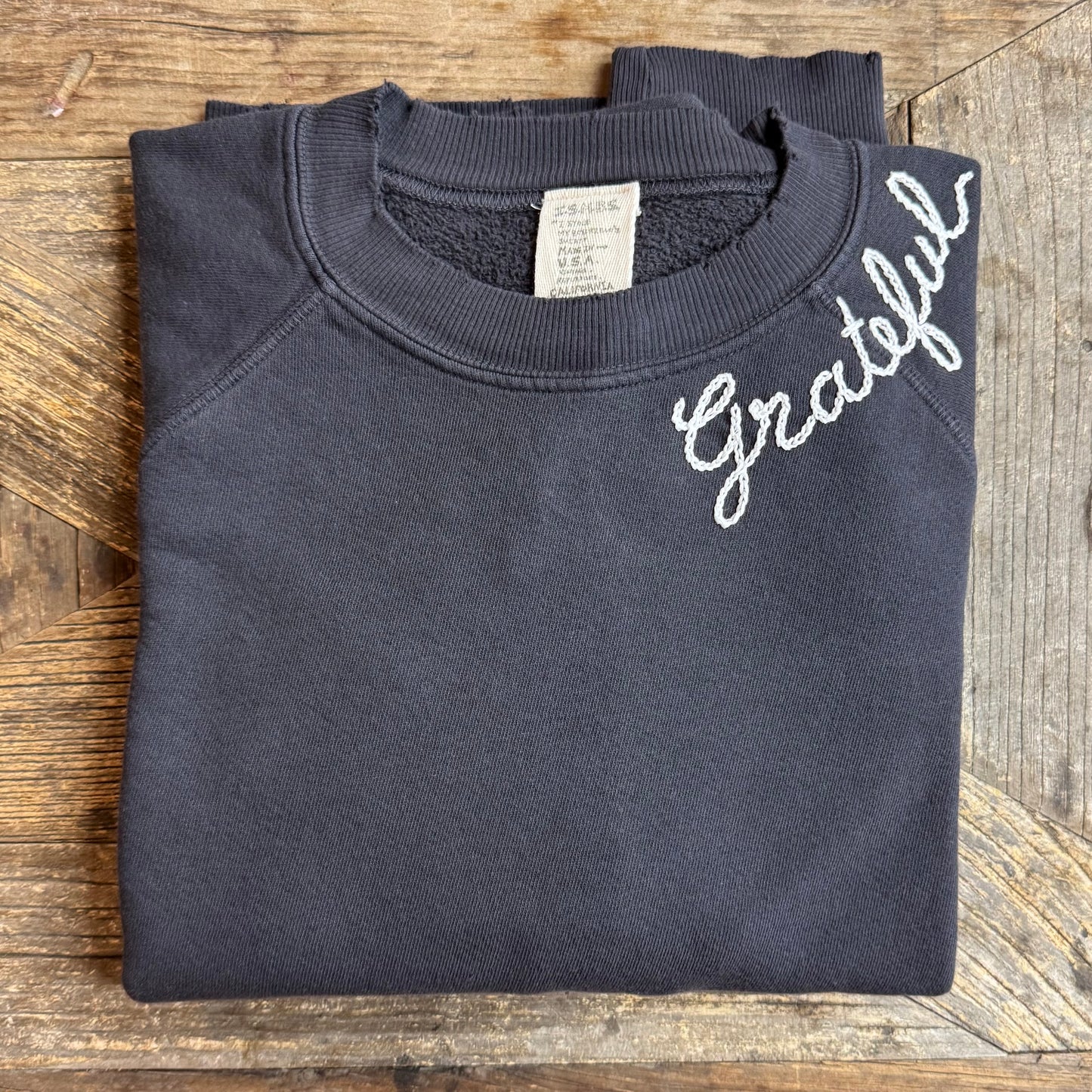 Choose Grateful or Thankful Custom Hand Embroidered Sweatshirts  (20 Colors)