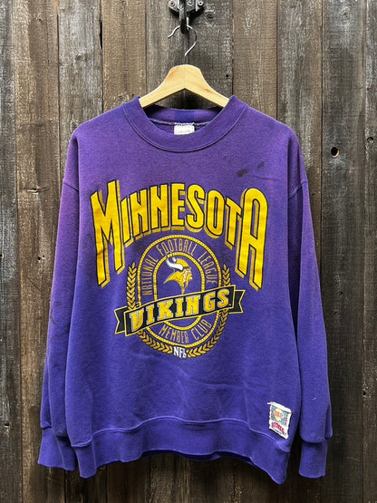 Vintage Minnesota Vikings Sweatshirt -L-Customize Your Embroidery Wording