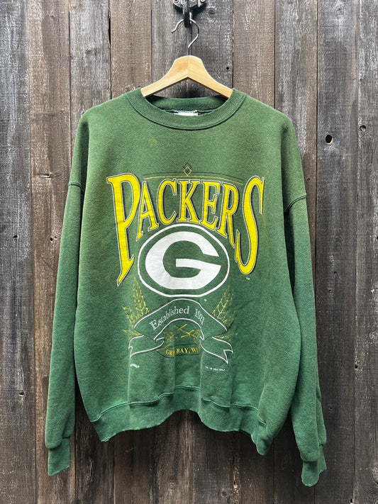 Vintage Green Bay Packers Sweatshirt -L/XL-Customize Your Embroidery Wording