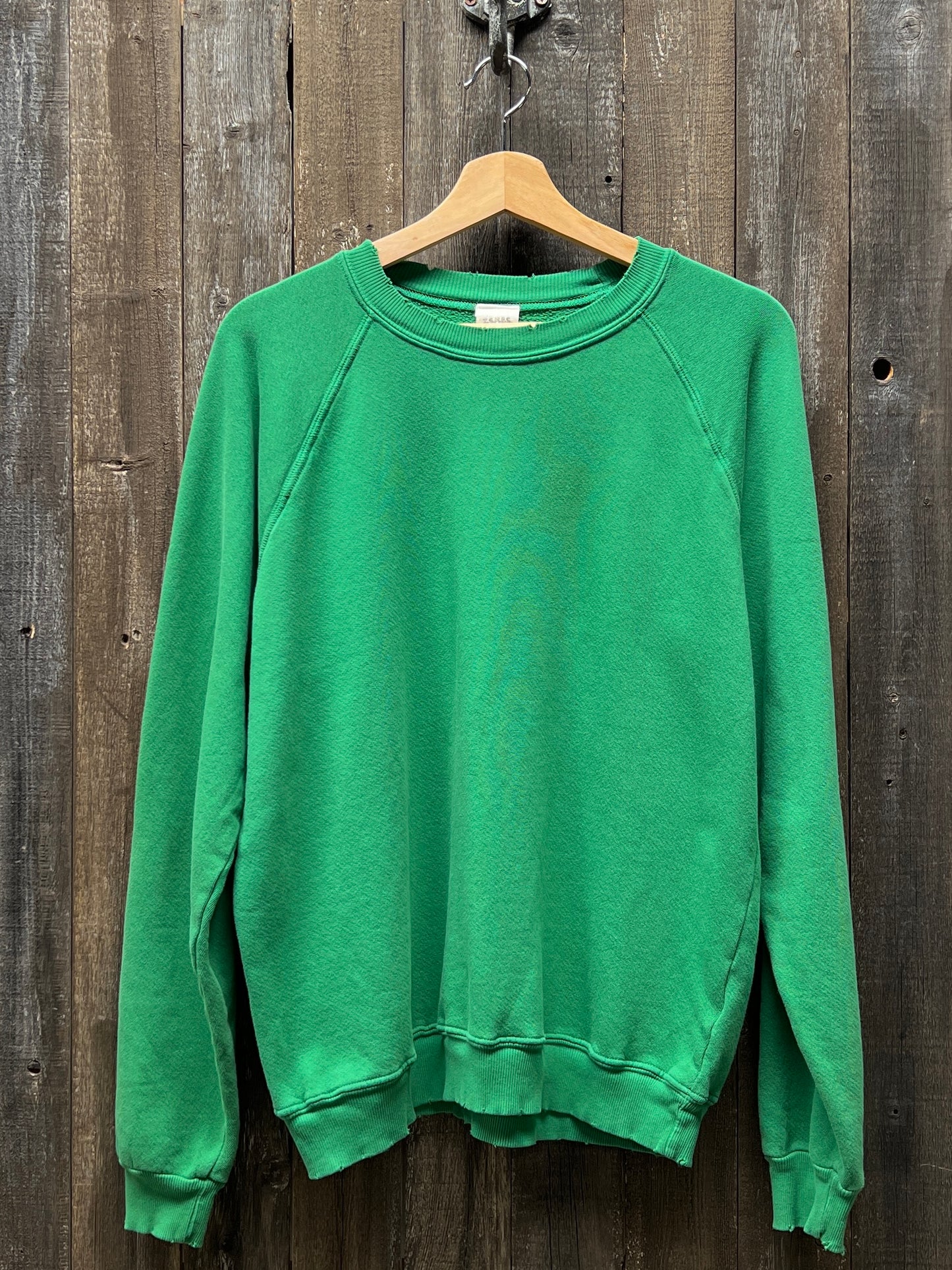 GREEN L/S SWEATS WITH CUSTOM HAND EMBROIDERY
