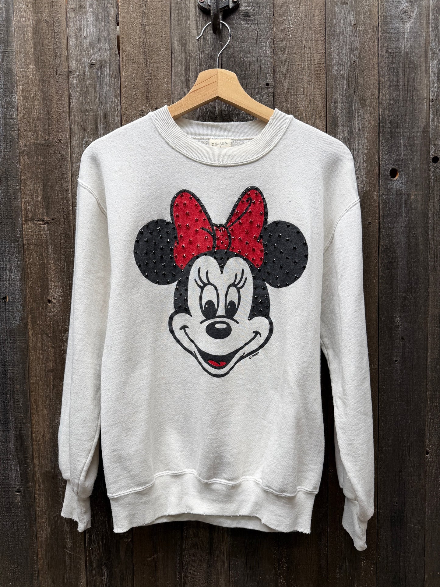 Vintage Minnie Sweatshirt with Rhinestones-XS/S- Customize Your Embroidery Wording