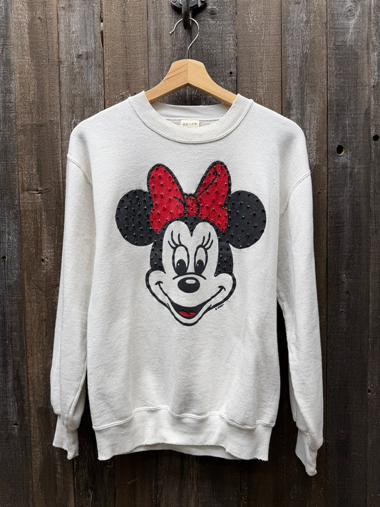 Vintage Minnie Sweatshirt with Rhinestones-XS/S- Customize Your Embroidery Wording