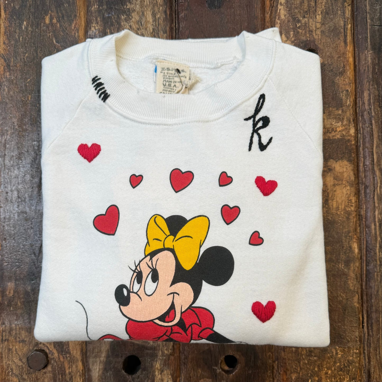 ALL MY HEART Vintage Minnie Sweatshirt-S/M,M/L- Customize Your Embroidery Wording