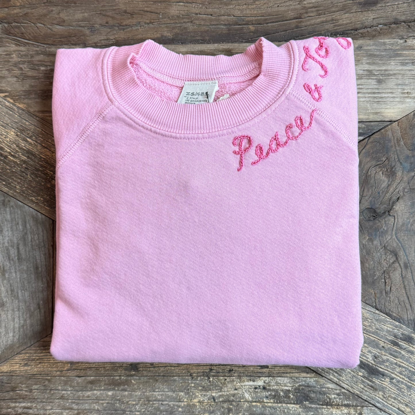 PASTEL PINK SWEATS WITH CUSTOM HAND EMBROIDERY