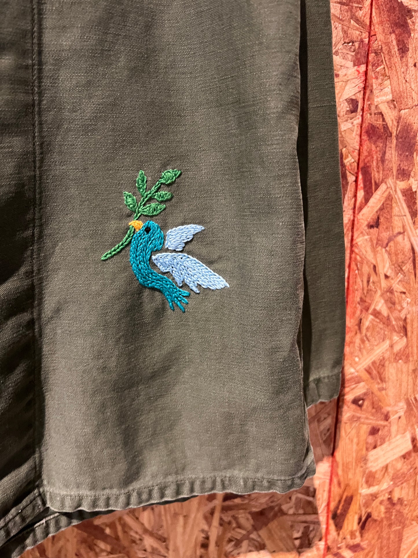 Vintage Army Jacket with Allover PERSONALIZED HAND EMBROIDERY