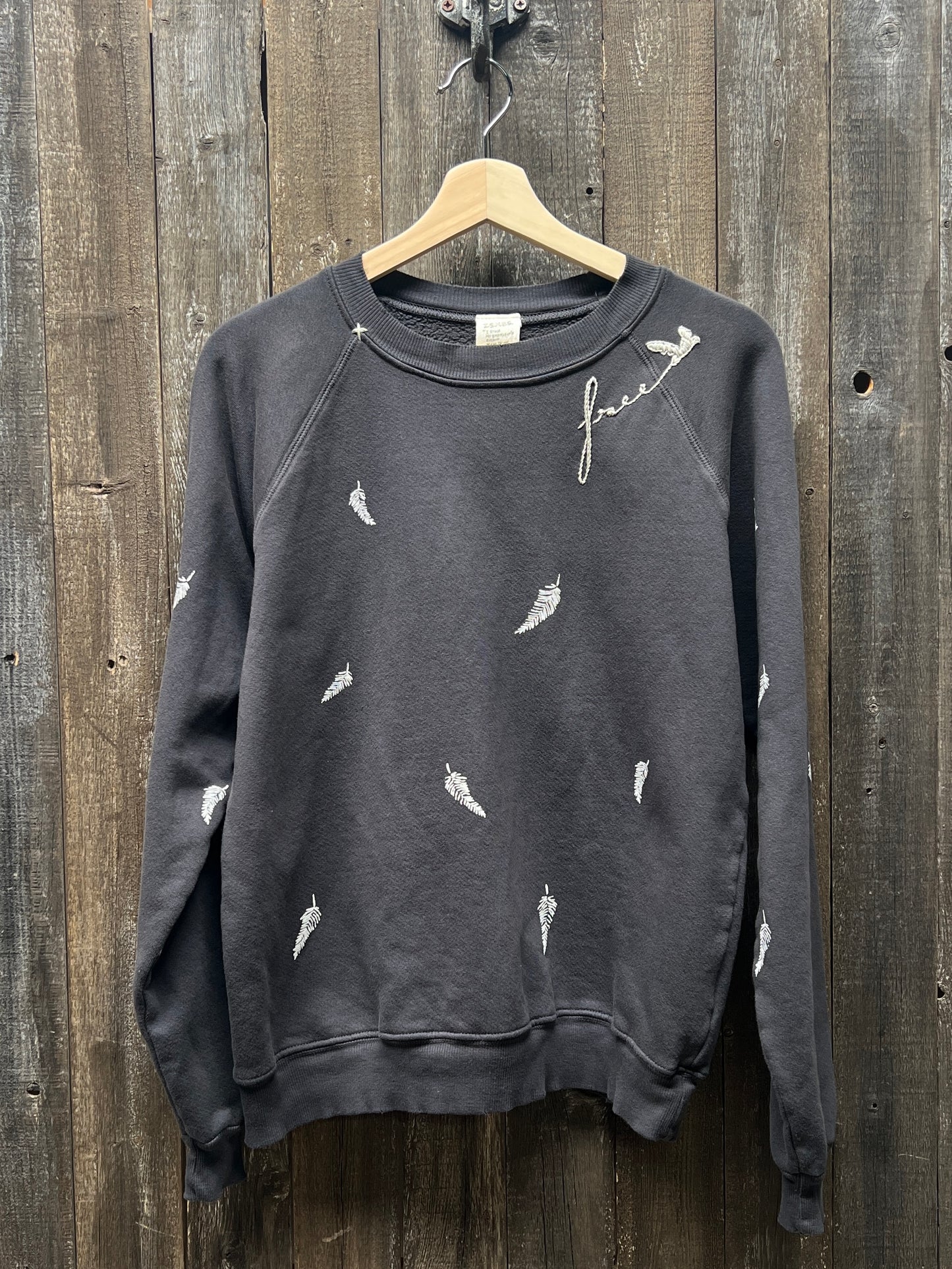 Feather Allover Puff Print Sweatshirt -Customize Your Embroidery Wording (2 Colors)