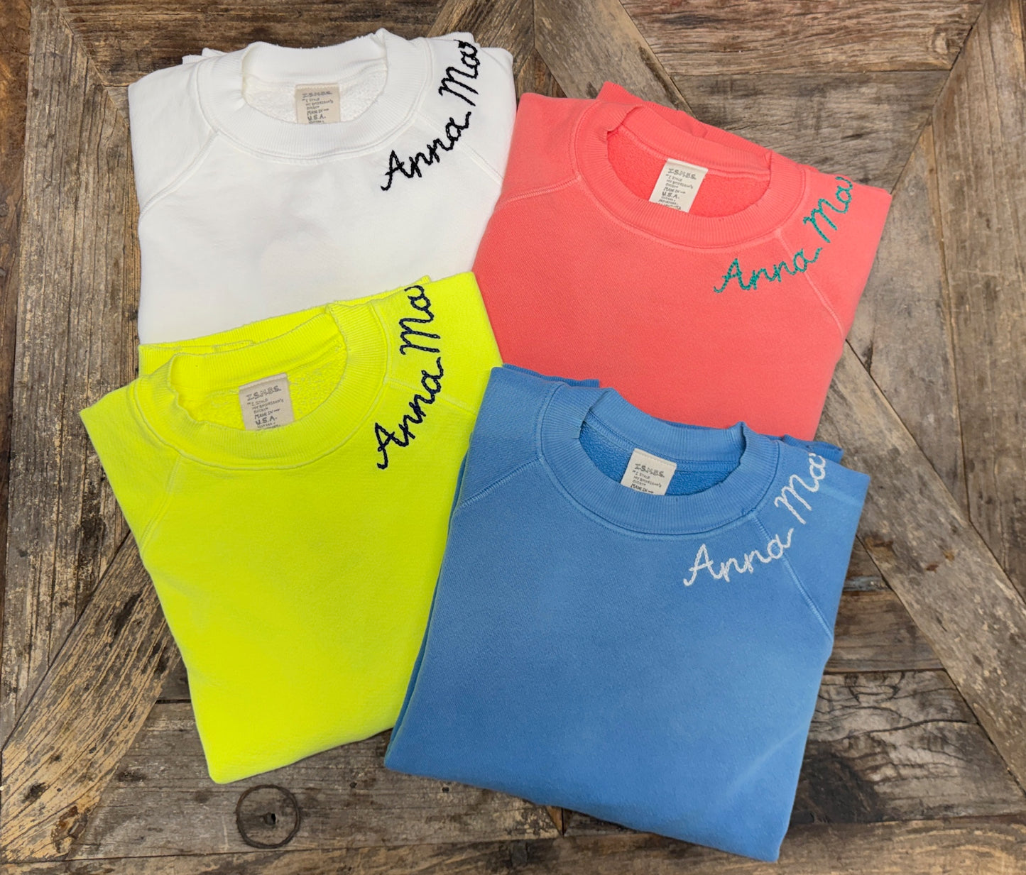 CUT & SEW SAIL AWAY SWEATSHIRT WITH CUSTOM HAND EMBROIDERY(4 Colors)