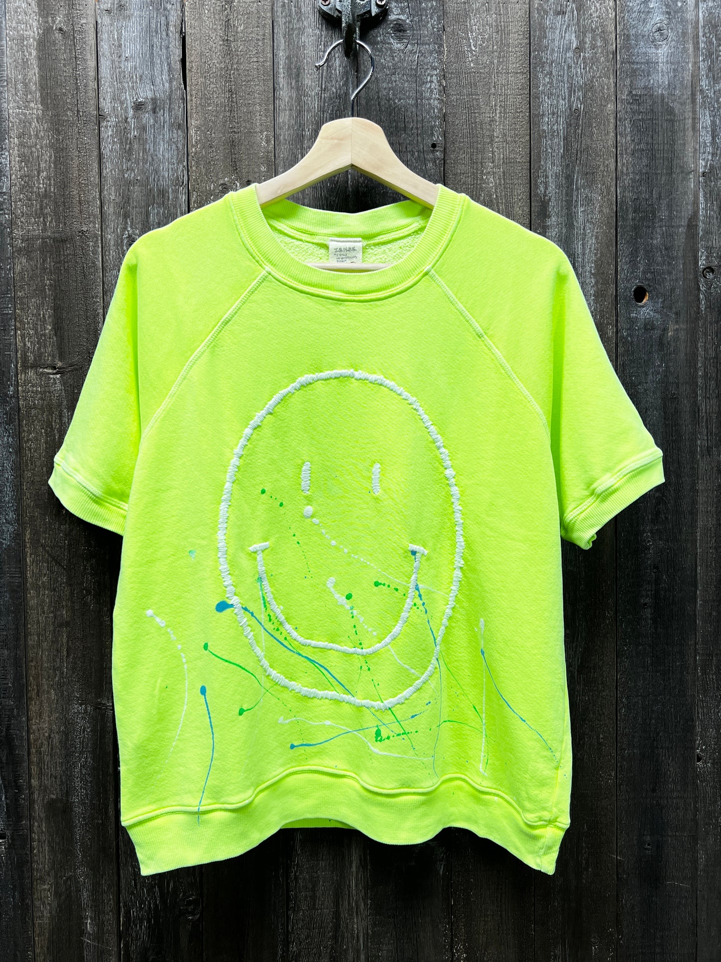 Neon Splash Big Smiley Face Shorty Sweatshirt(3Colors)