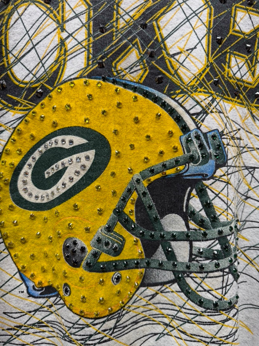 Vintage Packers Sweatshirt with Rhinestones -OS-Customize Your Embroidery Wording