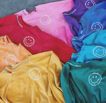 Happy Face Rainbow Sweatshirt (8 Colors)