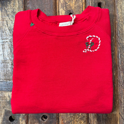 Candy Cane Monogram(Choose Your Alphabet) Sweatshirt
