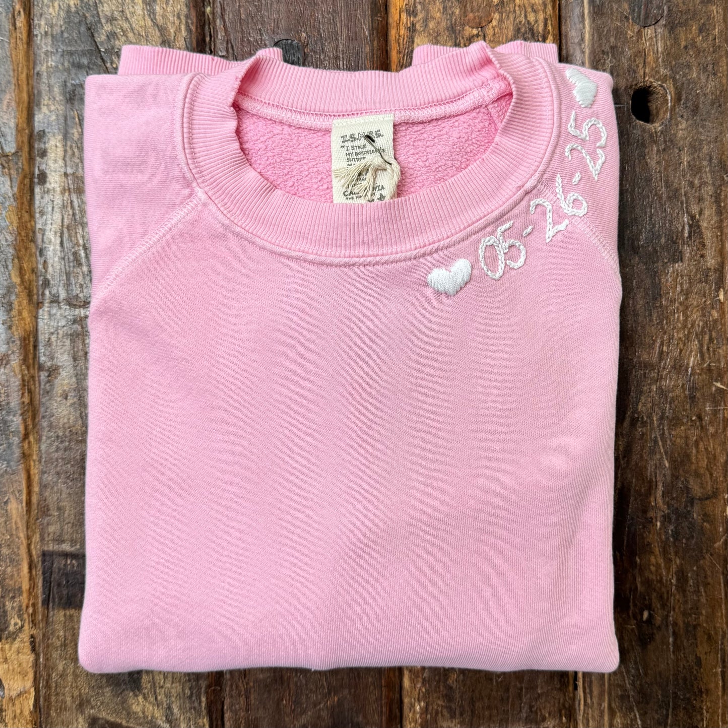 PASTEL PINK SWEATS WITH CUSTOM HAND EMBROIDERY