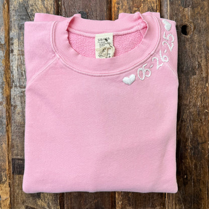 PASTEL PINK SWEATS WITH CUSTOM HAND EMBROIDERY