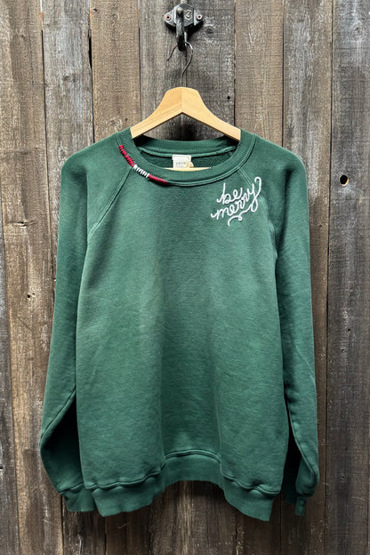 Be Merry w/ Ombre Stitch Embroidery Sweatshirt(6Colors)