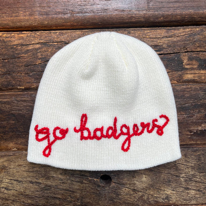 BEANIE WITH CUSTOM HAND EMBROIDERY- OFF WHITE