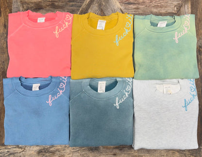 CUT & SEW PEDAL BLOOM SWEATSHIRT WITH CUSTOM HAND EMBROIDERY(6 Colors)