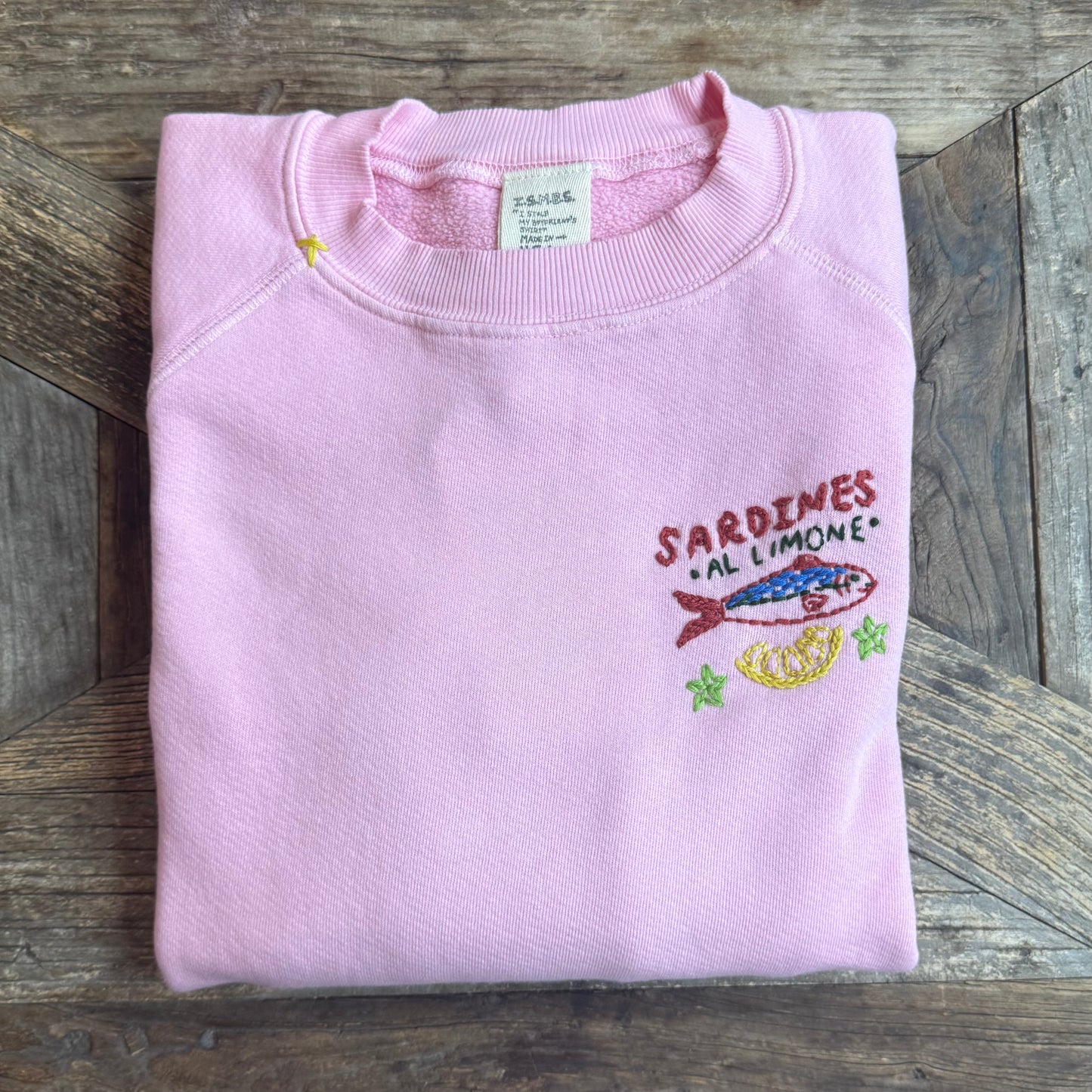 Sardines Al Limone Hand Embroidered Sweatshirt (10 Colors)