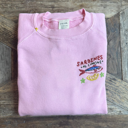 Sardines Al Limone Hand Embroidered Sweatshirt (10 Colors)