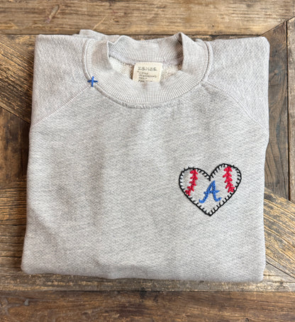 BASEBALL HEART (CHOOSE YOUR NUMBER OR INITIAL) SWEATSHIRT (16 Colors)