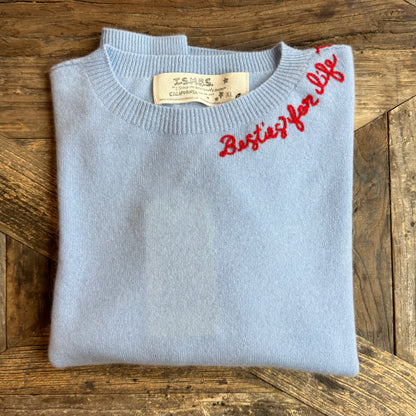 100% Cashmere Sweater - Customize Your Embroidery Wording(12 Colors)