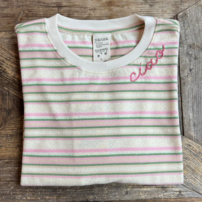 TERRY TEE WITH CUSTOM HAND EMBROIDERY(4 Colors)
