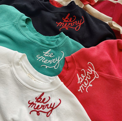 Be Merry Embroidery Sweatshirt(6Colors)