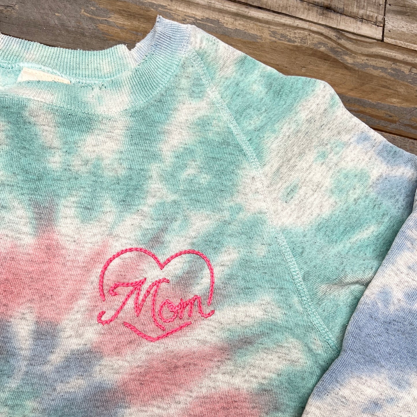 Love Mom Happy Tie Dye Vintage Sweatshirt - Lollipop Swirl