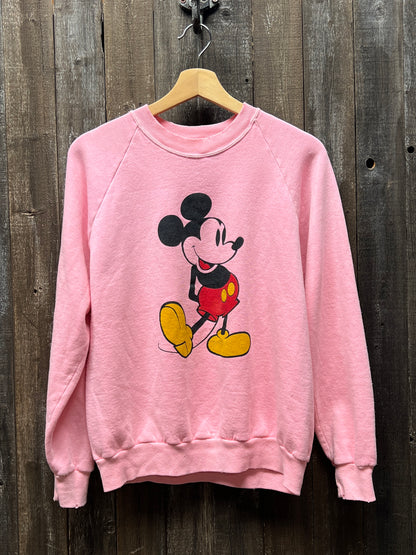 Vintage Frost Pink Mickey Sweatshirt - S/M - Customize Your Embroidery Wording