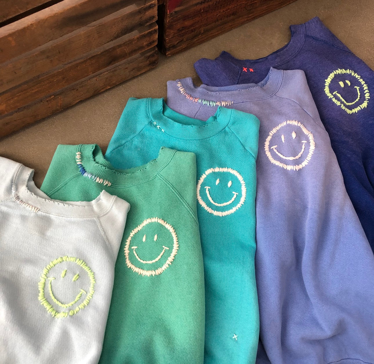 Happy Face Rainbow Sweatshirt (8 Colors)