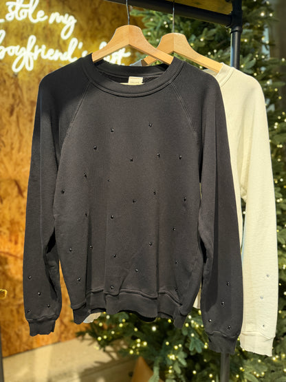 Allover Rhinestone Sweatshirt WITH PERSONALIZED HAND EMBROIDERY (2 Colors)