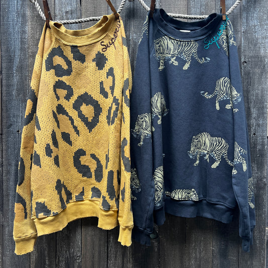 Animal Print Allover Graphic Sweatshirt -Customize Your Embroidery Wording (2 Colors)