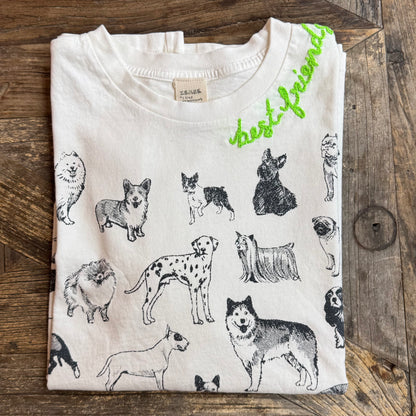 Best Friend Cats or Dogs Boyfriend Tee WITH CUSTOM HAND EMBROIDERY