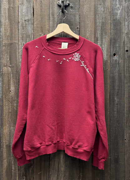 Dandelion w/ Personalized Hand Embroidery Sweatshirt (22 Colors)