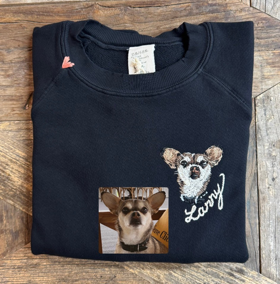 Translate Your Pet Photo into Colorful Embroidery Sweatshirt (Upload a Photo of Your Pet)