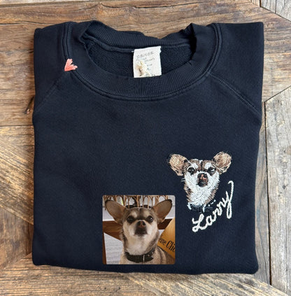 Translate Your Pet Photo into Colorful Embroidery Sweatshirt (Upload a Photo of Your Pet)