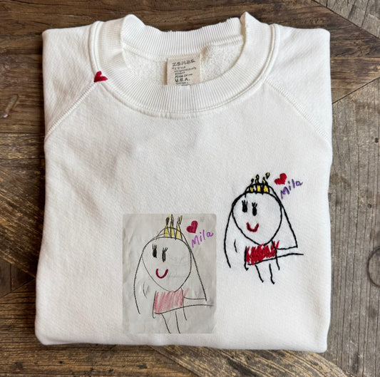 Translate Your Design into Embroidery Sweatshirt (Postcard Size 4X6)