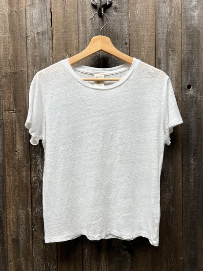 LINEN S/S TEE WITH CUSTOM HAND EMBROIDERY