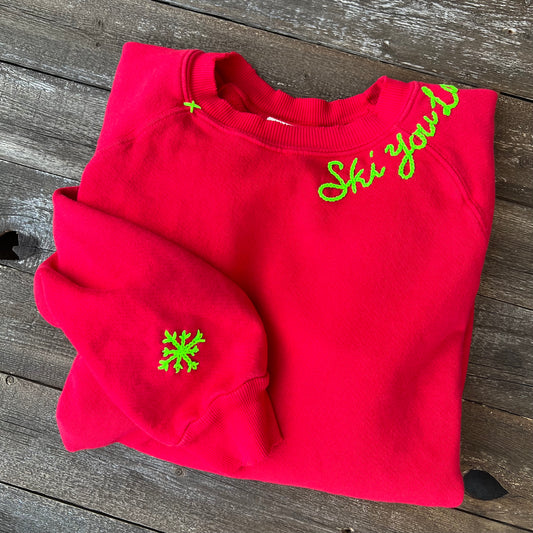 Snowflake Sweatshirt WITH CUSTOM HAND EMBROIDERY (16Colors)