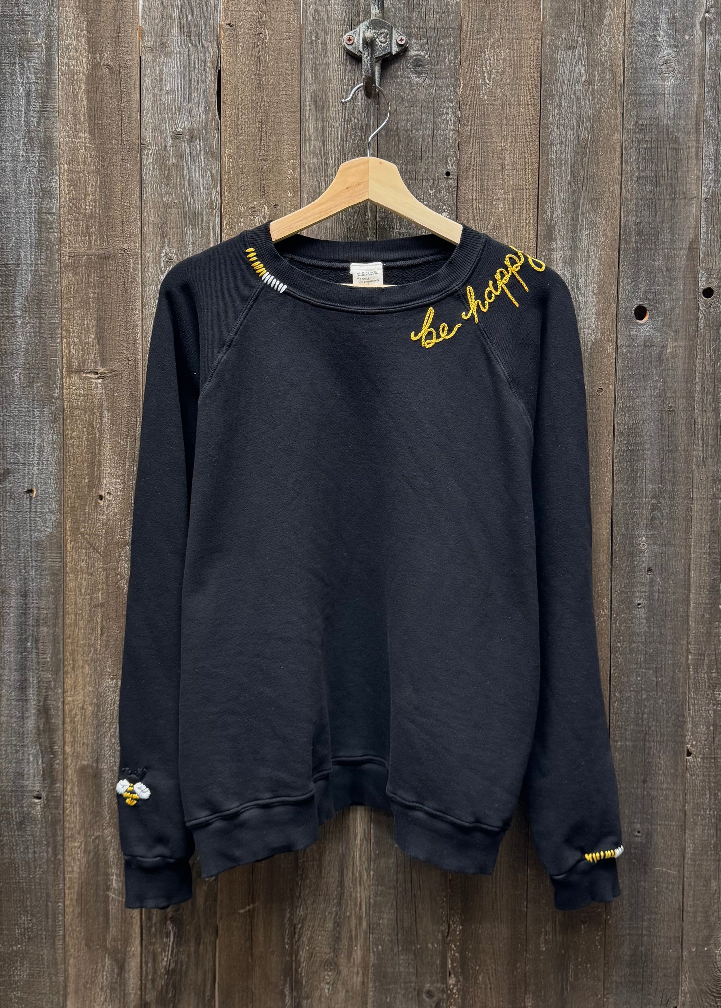 Be Happy Bee Sweatshirt  w/ Personalized Hand Embroidery  (11 Colors)