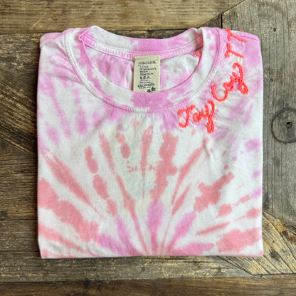 TIE DYE S/S TEE WITH CUSTOM HAND EMBROIDERY(4 Colors)