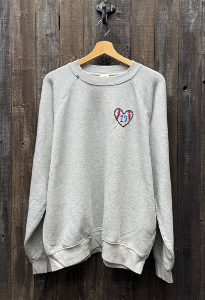 BASEBALL HEART (CHOOSE YOUR NUMBER OR INITIAL) SWEATSHIRT (16 Colors)