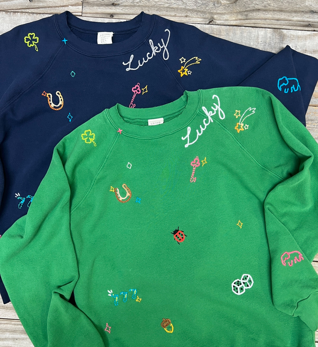 ALLOVER LUCKY CHARM SWEATS -Customize Your Embroidery Wording (11 Colors)