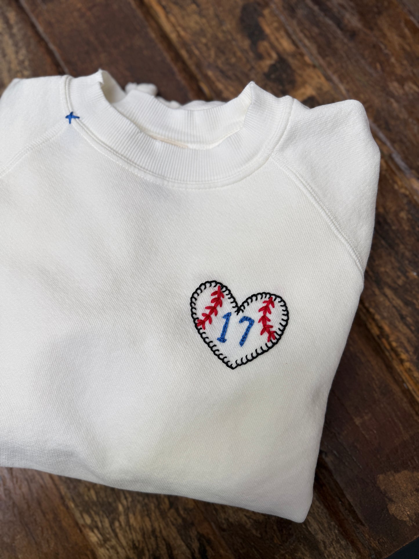 BASEBALL HEART (CHOOSE YOUR NUMBER OR INITIAL) SWEATSHIRT (16 Colors)
