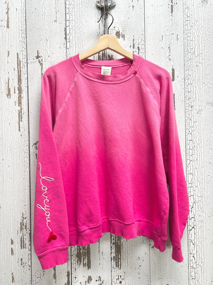 ❤️balloon w/ Custom Hand Embroidery on Sleeve Sweatshirt (10 Colors)