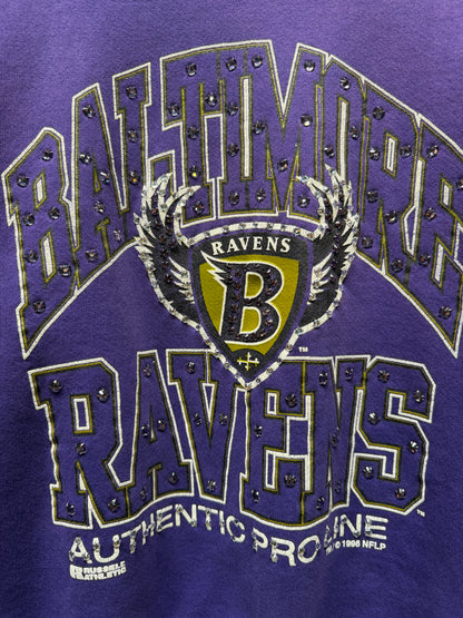 Vintage Baltimore Ravens Sweatshirt with Rhinestones -M-Customize Your Embroidery Wording